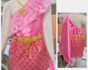 Thai dress and jewelry set (necklace and belt) for kid for girl