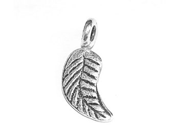 Karen Hill Tribe Silver Small Curved Leaf Charm | Small Leaf Charm | Jewellery Making