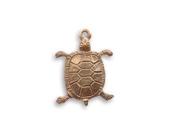 Vintaj Brass Turtle Charm, Brass Turtle