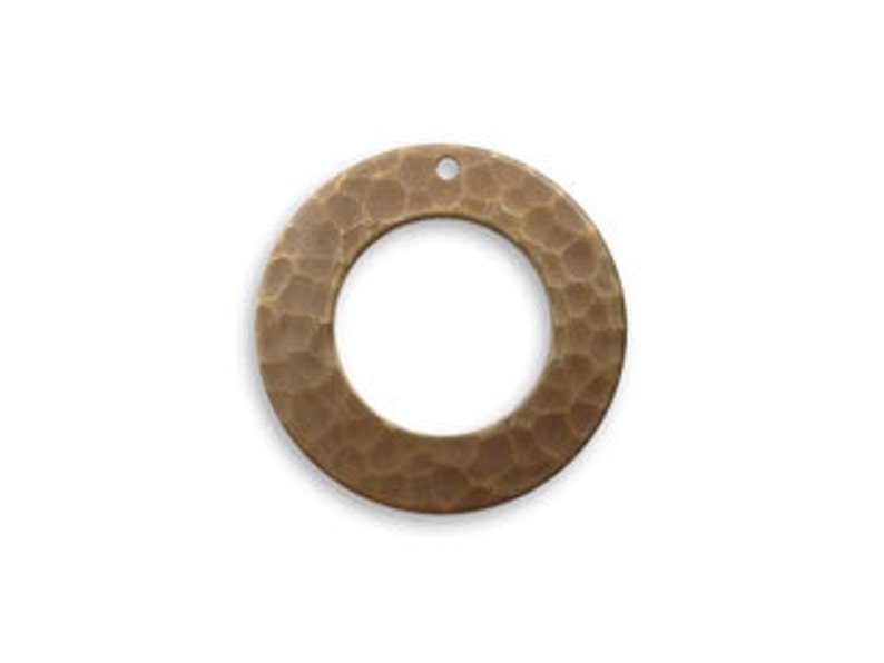 Vintaj Brass Hammered Ring, Brass Ring Component, Hammered Ring Pendant image 1