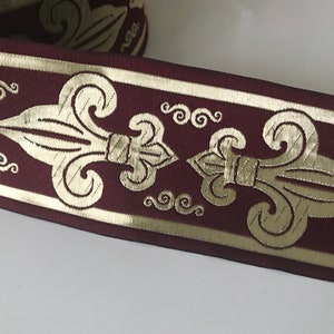 Galon medievale ruban médiéval 7 cm,galon médiéval fleur de lys