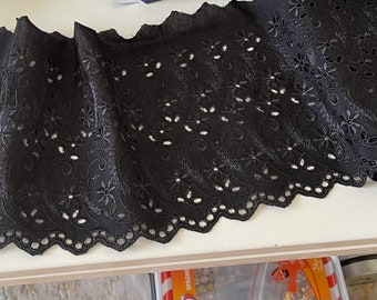 English embroidery lace 16 cm wide black color