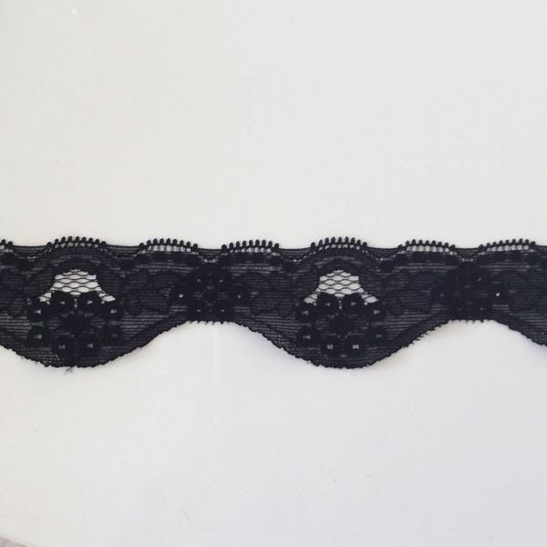 4 cm black elastane lace in waves for your creations