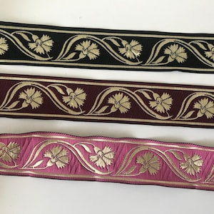 Medieval braid, medieval ribbon 3.5 cm burgundy gold very wide, black gold