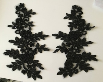 Guipure applique Black color, white applique, black or white embroidery,