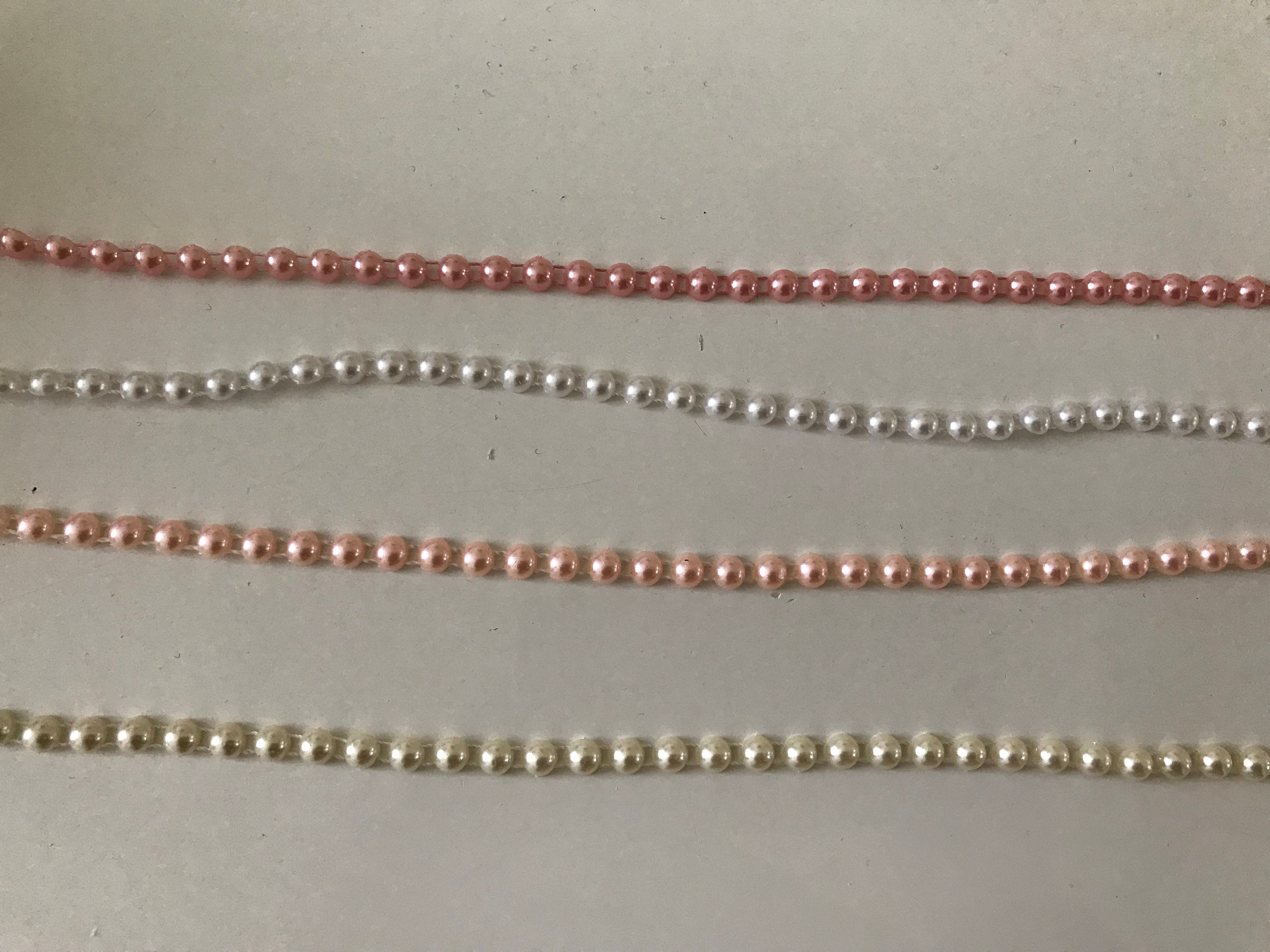 Half Pearl Ribbon 6 Mm, Ivory/capuccino Half Pearl Braid, Half Pearl Ribbon  1 Meter 