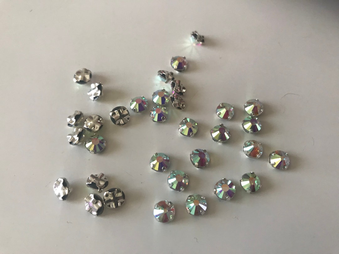 Lot of 100 Rhinestones Set to Sew in Crystal 6 Mm Color AB - Etsy