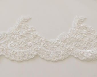 Dentelle blanc en guipure 12 cm de largeur