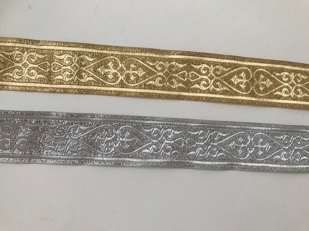 Medieval Braid, Silver Ribbon, Gold, Ribbon 3.5 Cm Wide, - Etsy UK