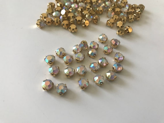 AB set rhinestones, gold rhinestones, 4.5 mm set rhinestones, 5.5 mm AB  rhinestones, 6.5 mm