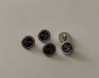 Marine button with anchor design approximately 15 mm