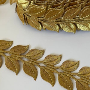 Embroidered gold border, gold applique, sewing applique, image 2