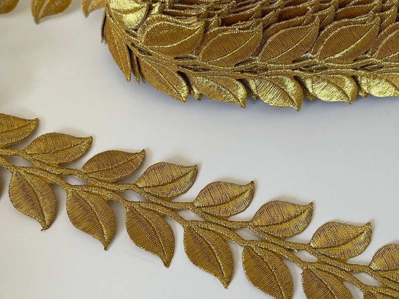 Embroidered gold border, gold applique, sewing applique, image 2