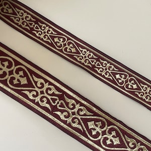 Burgundy and gold gothic medieval ribbon