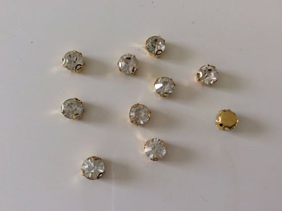 almond crystal rhinestones, Lot of 5 crystal rhinestones 7-10 mm