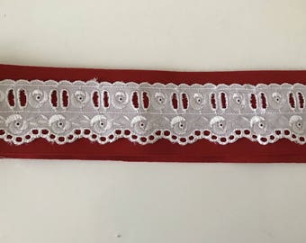 Lace white broderie anglaise with past Ribbon 4 cm width