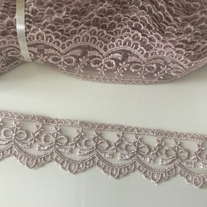 Dentelle tulle,dentelle vieux rose,petite dentelle rose,