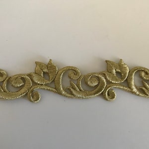 Borde dorado bordado, aplique dorado, aplique de costura,