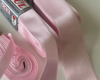Pink satin ribbon, 1 cm, 2 cm, 3 cm, 4 cm