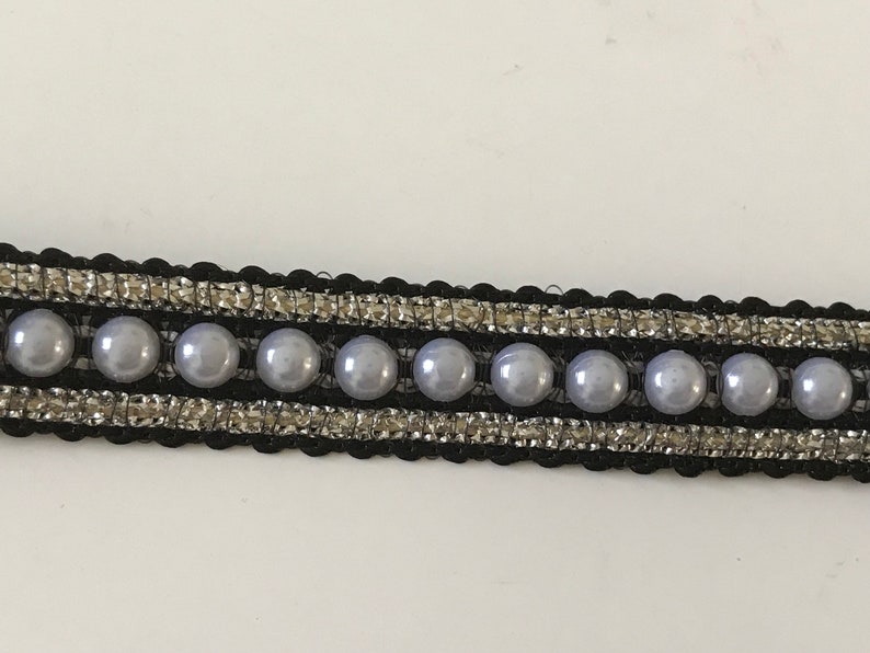 Ruban Bordure Perlé Tweed Noir 5.5m X 24mm – Perles & Plissé Pour Couture, Robes, DIY Vêtements Et Déco