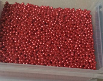 Perle ronde rouge en verre de 5 mm environ