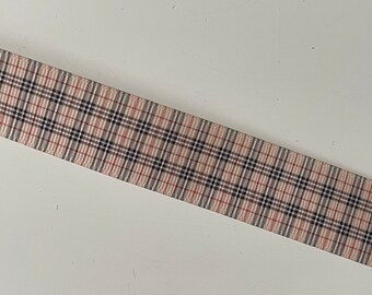 Cinta de grosgrain de 2,5 cm de ancho con cuadros capuchino