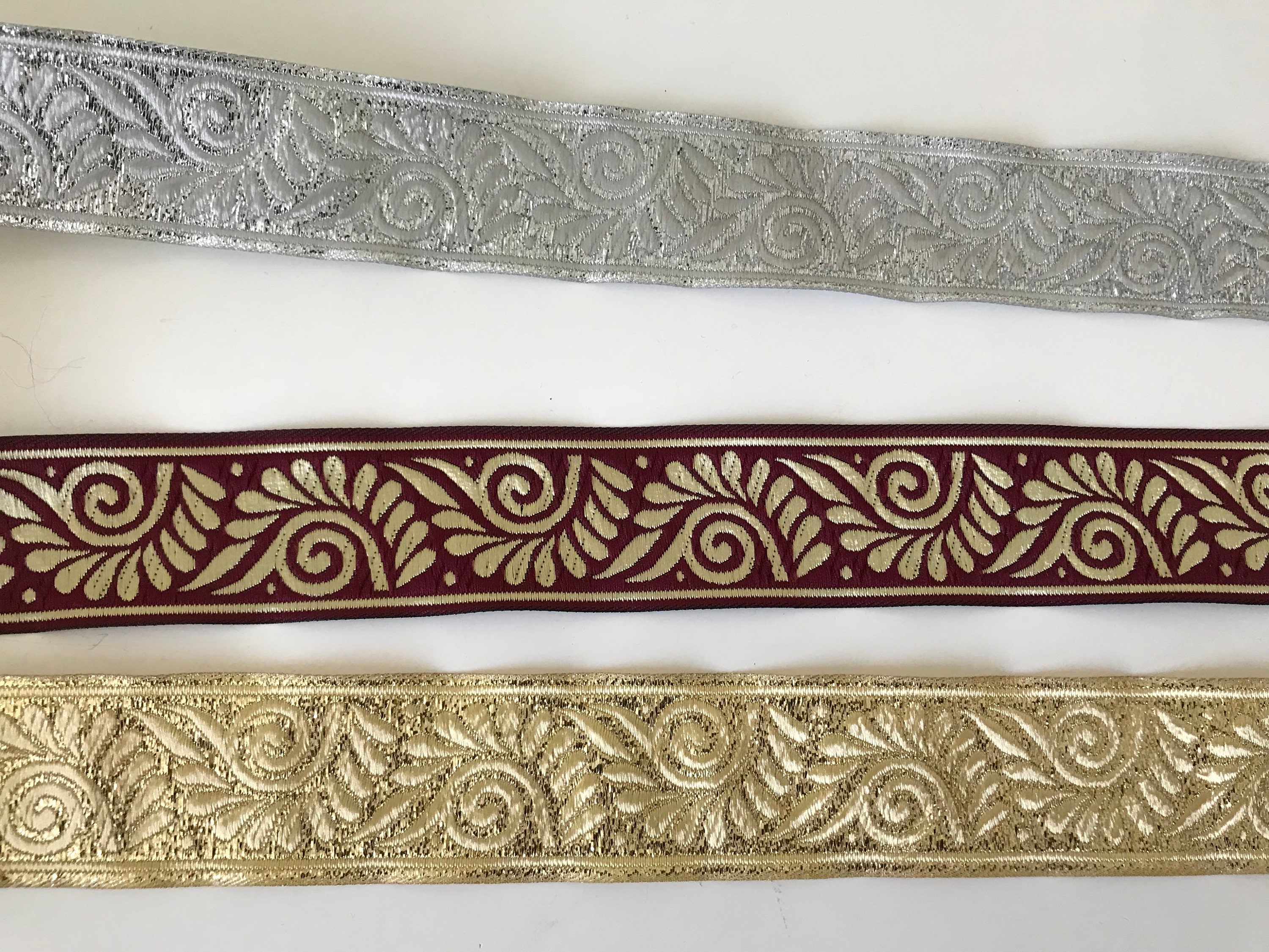 Medieval Braid, Medieval Ribbon, 3.5 Cm Wide, Burgundy Gold - Etsy