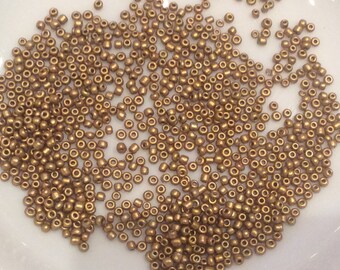 Gold seed bead, golden seed bead, 2 mm seed bead,