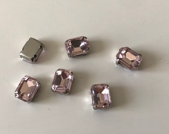 Lot van 50 steentjes om op te naaien in rechthoekig kristal 6*8 mm, kristal om op te naaien,