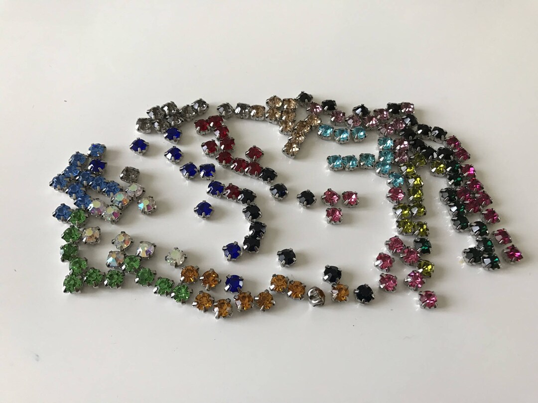 Lot of 160 Rhinestones Set to Sew on in 5 Mm Crystal, Rhinestones in 16 ...