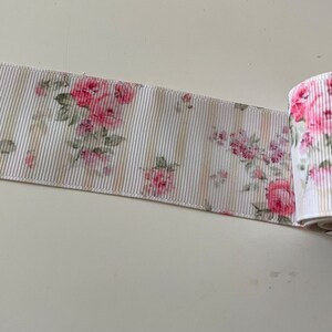 Ruban 3 d gros grain rose fleur 3D  38 mm largeur