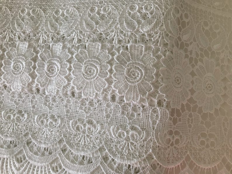 Guipure lace, curtain lace, very wide white 31 cm wide high quality image 2