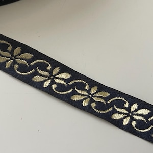 Galon medieval bleu dore ruban medieval