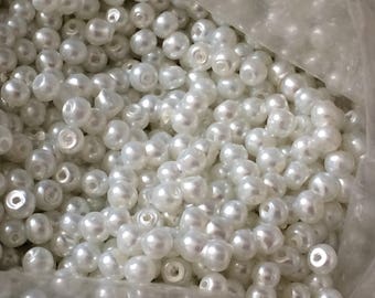 Perle nacré,perle blanche nacré,perle ronde blanc 3 mm,perle a coudre,perle 4 mm,