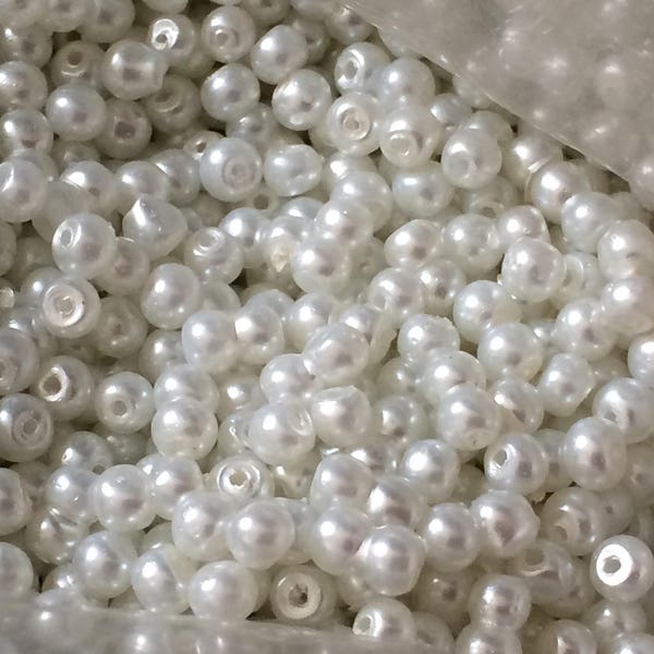 Perle nacré,perle blanche nacré,perle ronde blanc 3 mm,perle a coudre,perle 4 mm,