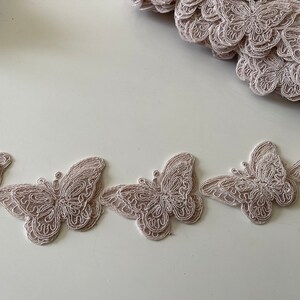 Dentelle paillon,dentelle vieux rose papillon,papillon rose,