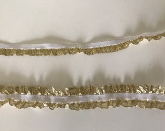 Elastic ribbon with frilly on both sides golden color