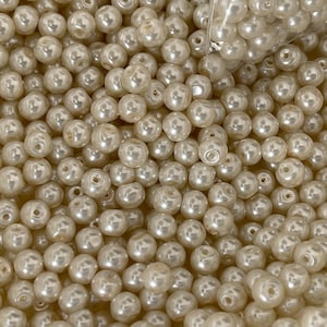 Pearly pearl, pearly shield pearl, 3mm round ivory pearl, sewing pearl, 4mm pearl,