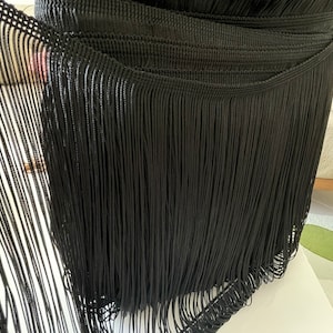 Black Charleston fringe, 20 cm wide