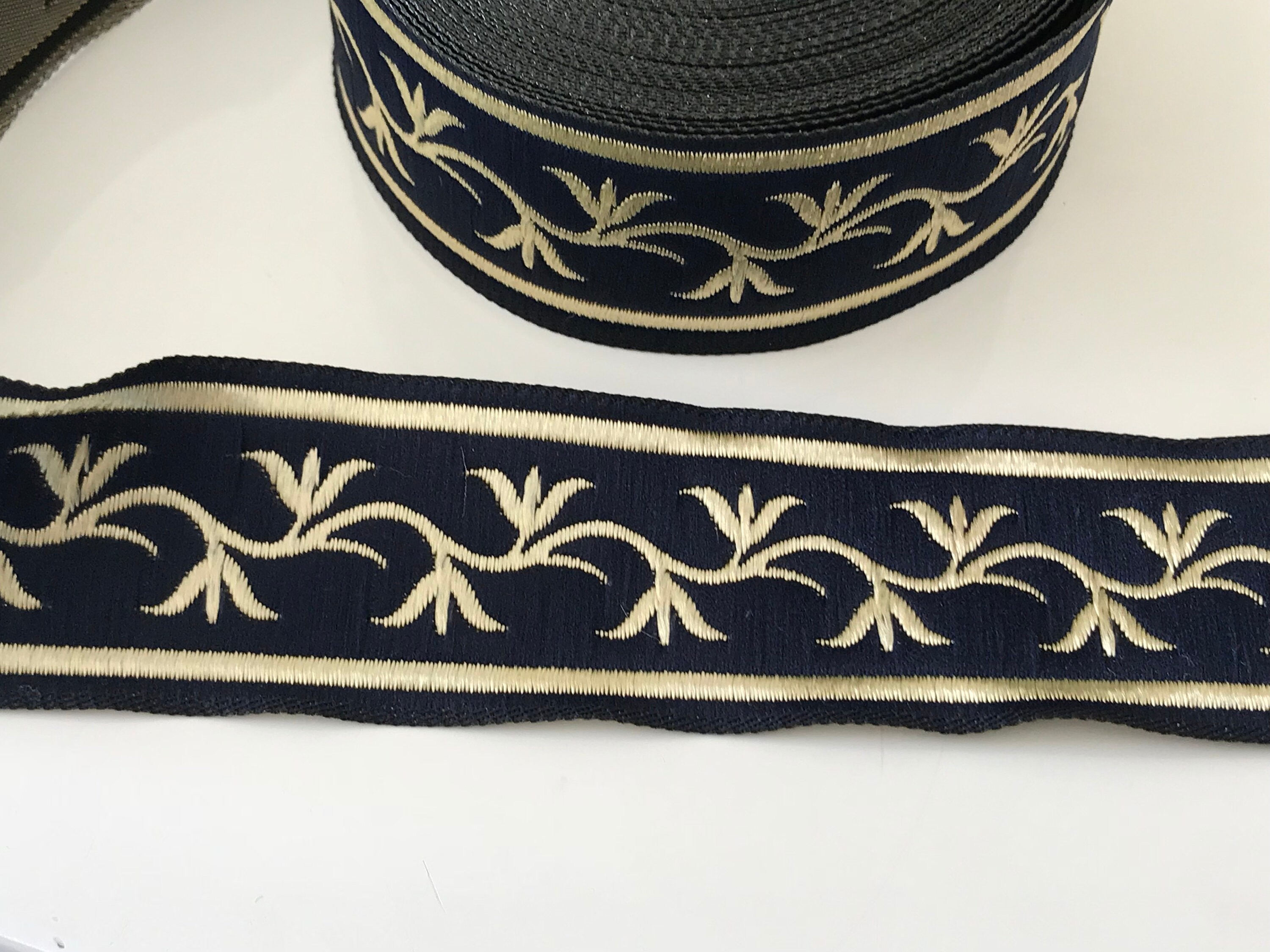 Medieval Braid, Medieval Ribbon 3.5 Cm Navy Blue Gold Very Wide - Etsy