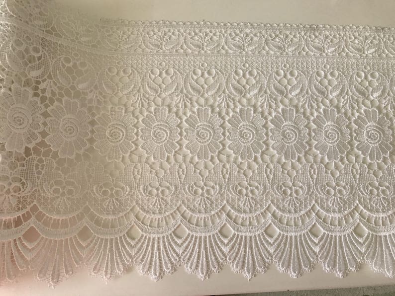 Guipure lace, curtain lace, very wide white 31 cm wide high quality image 1