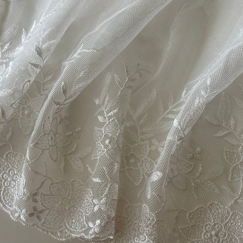 Adorable Fluffy Floral Lace Trim in off White Pleated Tulle - Etsy