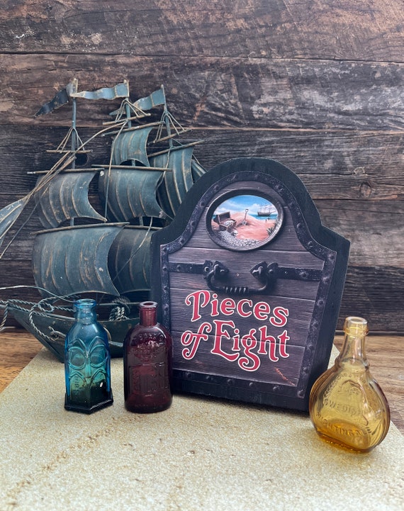 Pirates of the Caribbean Shop Pieces Of Eight Treasure We Want The RedHead Disneyland WDW Disney Attraction Ride Wood Home Decor Bar Sign