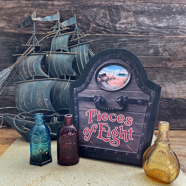Fluch der Karibik Shop Pieces Of Eight Treasure We Will The RedHead Disneyland TWW Disney Attraktion Fahrt Holzschild Home Decor Bar Schild