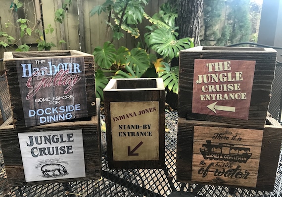 Disney's Jungle Cruise Backside of Water Indiana Jones Harbor Galley Distressed Reclaimed Wood Decorative Box Disneyland Disney Attraction