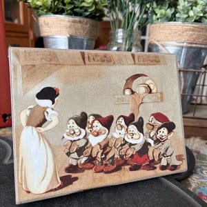 Handmade Snow White and Seven Dwarfs Wood Decor Sign