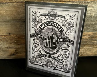 Disney Haunted Mansion Wood Welcome Foolish Mortals Disneyland Disney World Home Decor Tiered Tray Sign