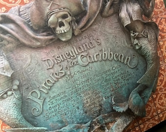 Disneyland Pirates of the Caribbean Fountain Plaque above the Water Feature at the Attraction Entrance Wood Home Decor Sign Art