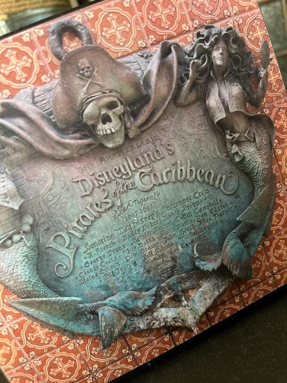 Disneyland Pirates of the Caribbean Fountain Plaque above the Water Feature at the Attraction Entrance Wood Home Decor Sign Art