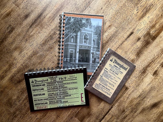Disneyland School Notebook Autograph Book Journal Writing Sketch Pad Unlined Scrapbook E Ticket Main Street Firehouse Walt's Apartment
